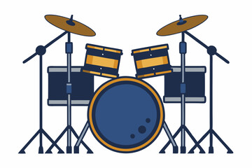 Beautiful drum set front view on white background vector illustration