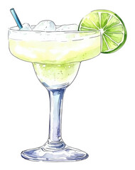 Indulge in refreshing summer vibes with a classic margarita cocktail recipe transparent background