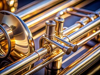 High Quality Detailed Shot of a Professional Trombone's Tuning Slide Showcasing Precision Engineering and Craftsmanship in Musical Instrument Design and Functionality