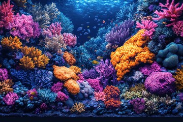Fototapeta premium A vibrant underwater scene featuring colorful coral reefs and fish