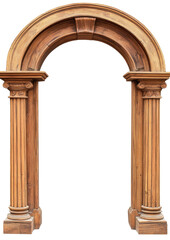 Fototapeta premium arched wooden doorway column, wooden door