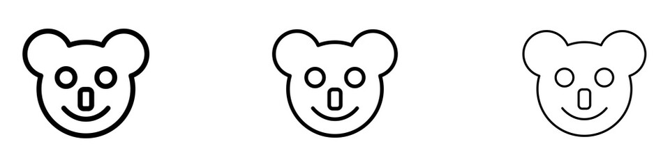 Koala head icon in stroke line.