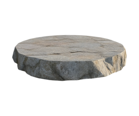 Round stone slab resting on a flat surface outside