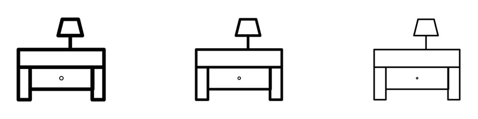 Bedside table icon in stroke line.