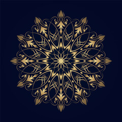 golden mandala ornament, round decorative design