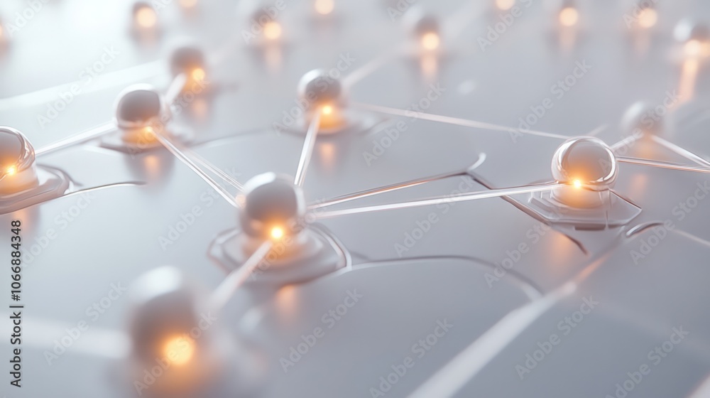 Poster transistor structure with interconnected nodes and energy particles visually flowing between