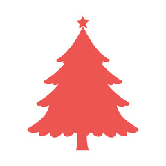 Christmas tree red color silhouette vector illustration