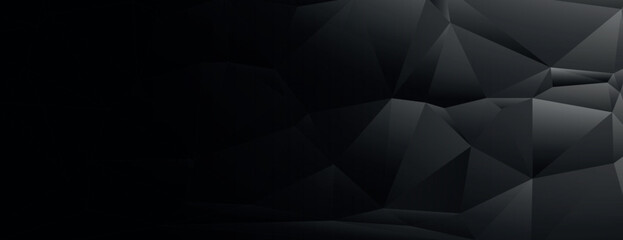 Geometric black background, with a dark, angular texture. The background is modern and sleek, featuring black and gray tones. Background is bold. Modern abstract geometric minimal background vector