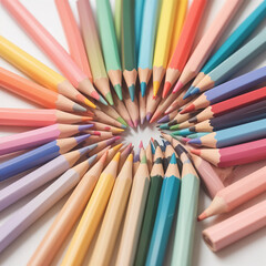 Fototapeta premium A set of colored pencils on a white background
