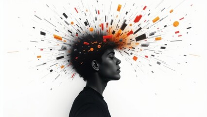 Abstract side profile with intense colors and splashes, symbolizing mental energy, ADHD traits, and emotional expression.