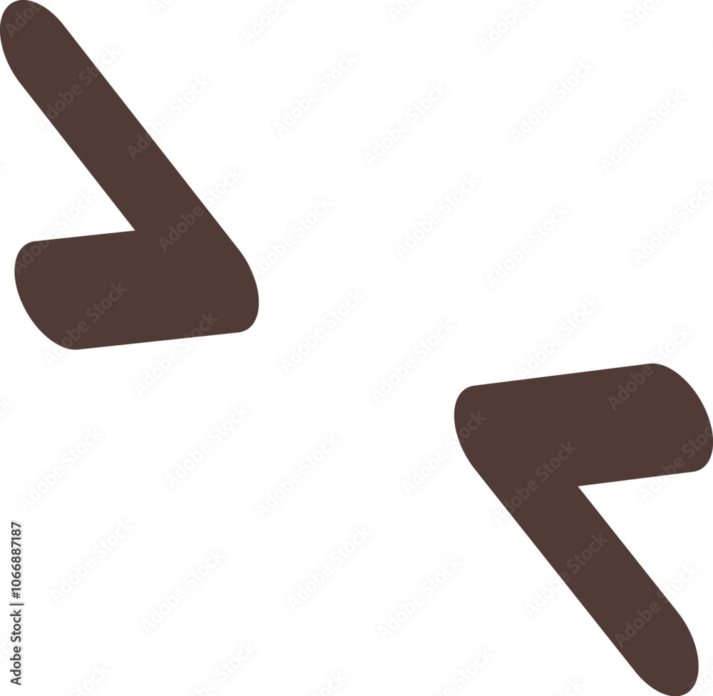 Poster brown brackets arranged on a white background creating a simple yet dynamic composition
