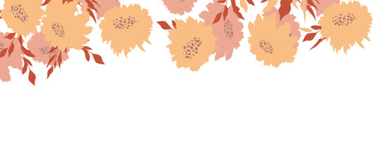 Spring illustration with tulips. Happy birthday, holiday, celebration greeting and invitation card. Colorful floral banner with flowers on light background. Modern floral compositions. Copy space