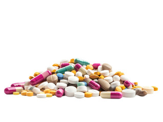 pile of pills and capsules side view