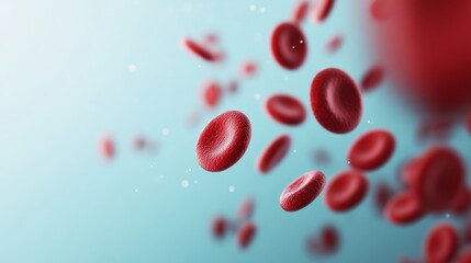 Fototapeta premium Red blood cells in motion, illustrating the dynamic flow within the circulatory system of the human body.