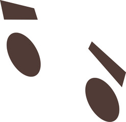 Two abstract brown geometric shapes, each composed of an oval and a parallelogram, floating against a clean white backdrop