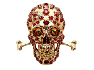 skull old with red diamonds and crossbones