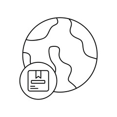 worldwide line icon with white background vector stock illustration