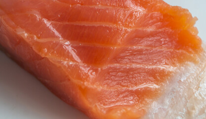 Close-up of a piece of salmon. A piece of red fish