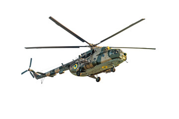 Fototapeta premium Military helicopter mi 8 on white background