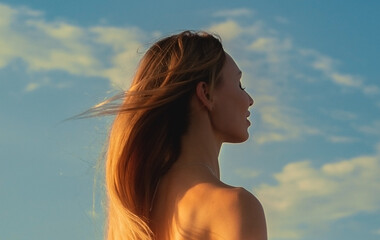 Beautiful young woman enjoying summer in the park