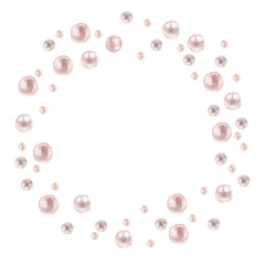 pearls round frame watercolor illustration isolated on white background base for card design textile tableware wedding invitations