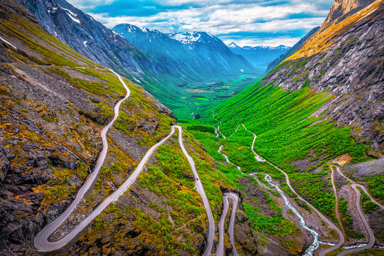 Trollstigen or Trolls road is a serpentine mountain road in Rauma Municipality in Norway