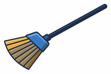Close-up of a plastic broom red isolated on a white background