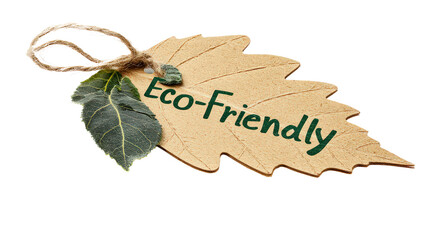  Eco-friendly leaf-shaped tag promoting sustainable practices, symbolizing environmental consciousness. Ideal for natural products and green packaging solutions.