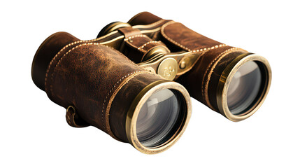  Vintage leather binoculars with brass details, symbolizing adventure, exploration, and appreciation for classic craftsmanship. Ideal for outdoor enthusiasts and collectors.