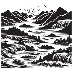 Fototapeta premium River silhouette vector illustration