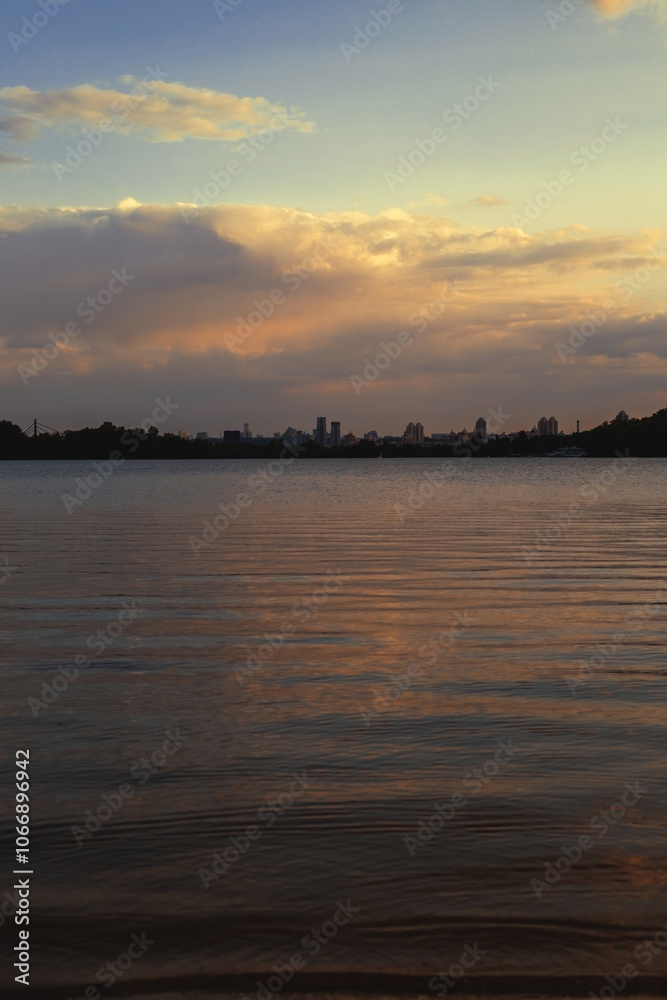 Poster Beautiful sunset on the lake