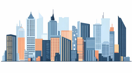 Fototapeta premium Cityscape with modern skyscrapers in flat design.