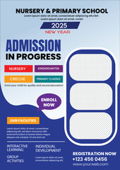 Nursery Primary School Admission Open Flyer Template Vector