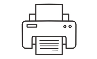 印刷アイコン - シンプルなプリンターの線画イラスト