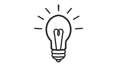 電球アイコン - アイデアやひらめきを象徴するシンプルな電球の線画イラスト
