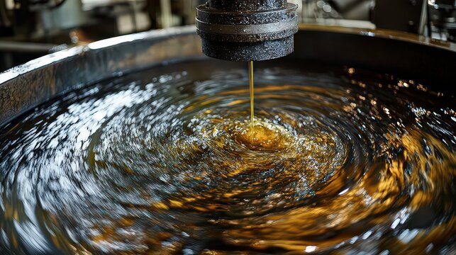  Olive paste transferred to malaxer, large steel mixer that stirs it, merging tiny oil droplets for extraction.