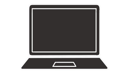 ノートパソコンアイコン - シンプルなノートPCの線画イラスト
