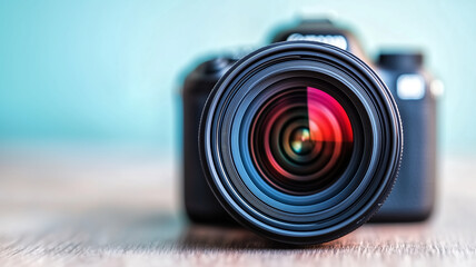 close up view of camera lens showcasing vibrant colors and intricate details, perfect for photography enthusiasts and professionals