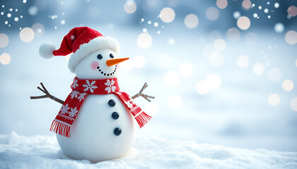 Ai generative Christmas concept wallpaper of snowman suitable for use in design work