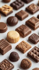 An assortment of delectable chocolates on a white background.