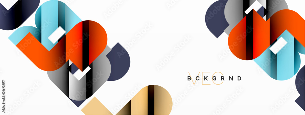 Poster abstract background. colorful geometric curve shapes with black shadow lines effects