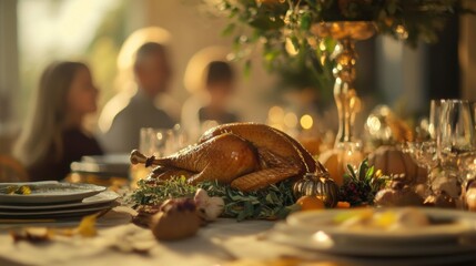 Thanksgiving tablescape with family and festive decorations ar 169