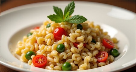 Colorful pasta with fresh vegetables
