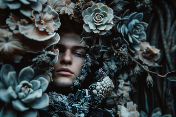 Beautiful woman fantasy theme party in wonderland created with generative AI