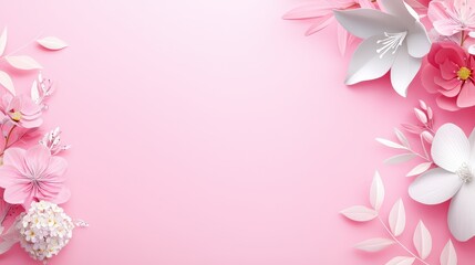 A beautiful pink background featuring large, bold flowers, creating a striking visual for marketing materials or artistic projects.