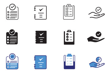 Verified checkmark guarantee icon set. Vector illustration of trust, warranty, agreement, badge,  confirms, approval mark. Certified award for successful business. Badge warranty for web and app