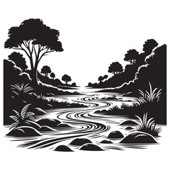 River silhouette vector illustration