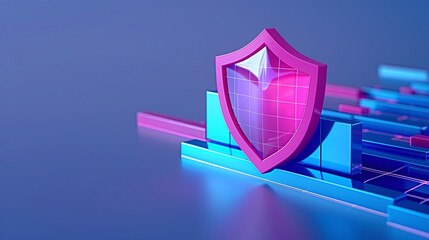 Modern Cyber Security Concept with Shield and Data Bars