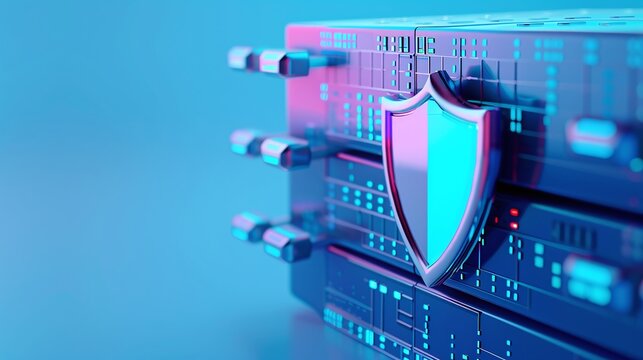 Modern Cyber Security Concept with Shield and Data Storage