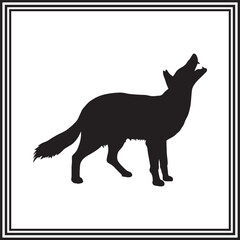 Coyote icon isolated vector, silhouette of wild animal.